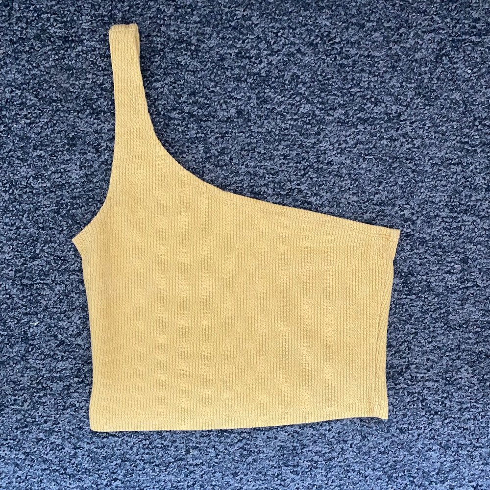 One Shoulder Ribbed Yellow Top